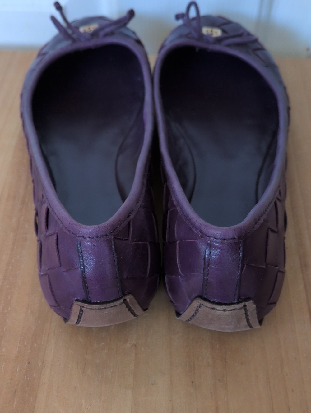 Tory Burch Prescot Woven Ballet Flats Purple With Gold Accent Size 8.5 Leather - Picture 5 of 7